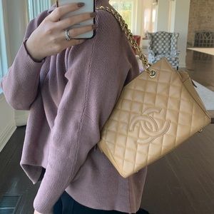 Authentic Chanel “Petit Shopping” Quilted Tote Bag